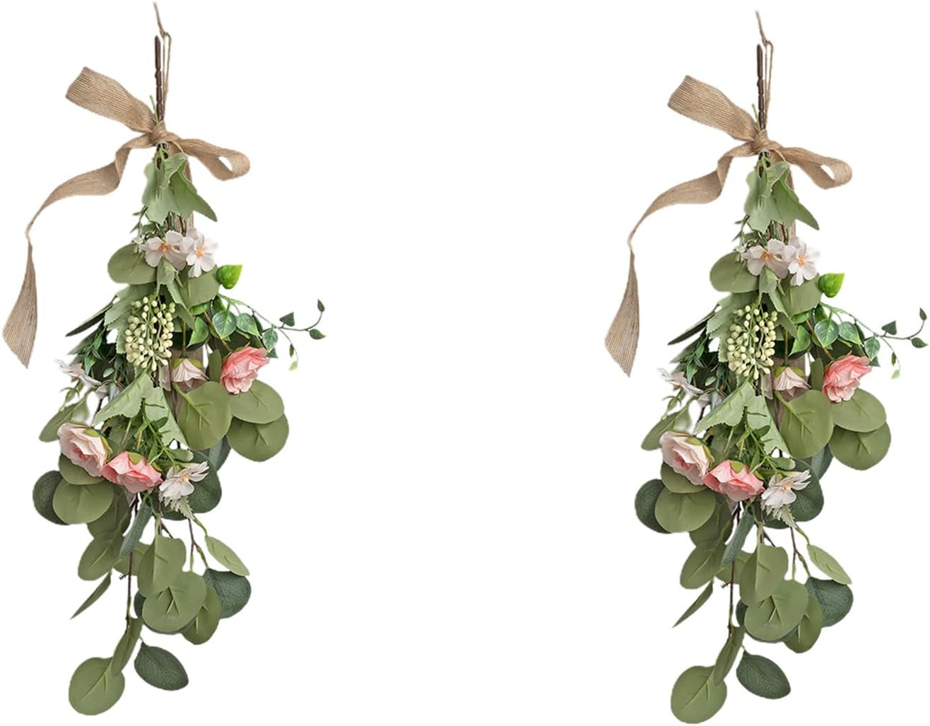 Firlar 2pcs Artificial Teardrop Wreath 236inch Decorative Wall Swag