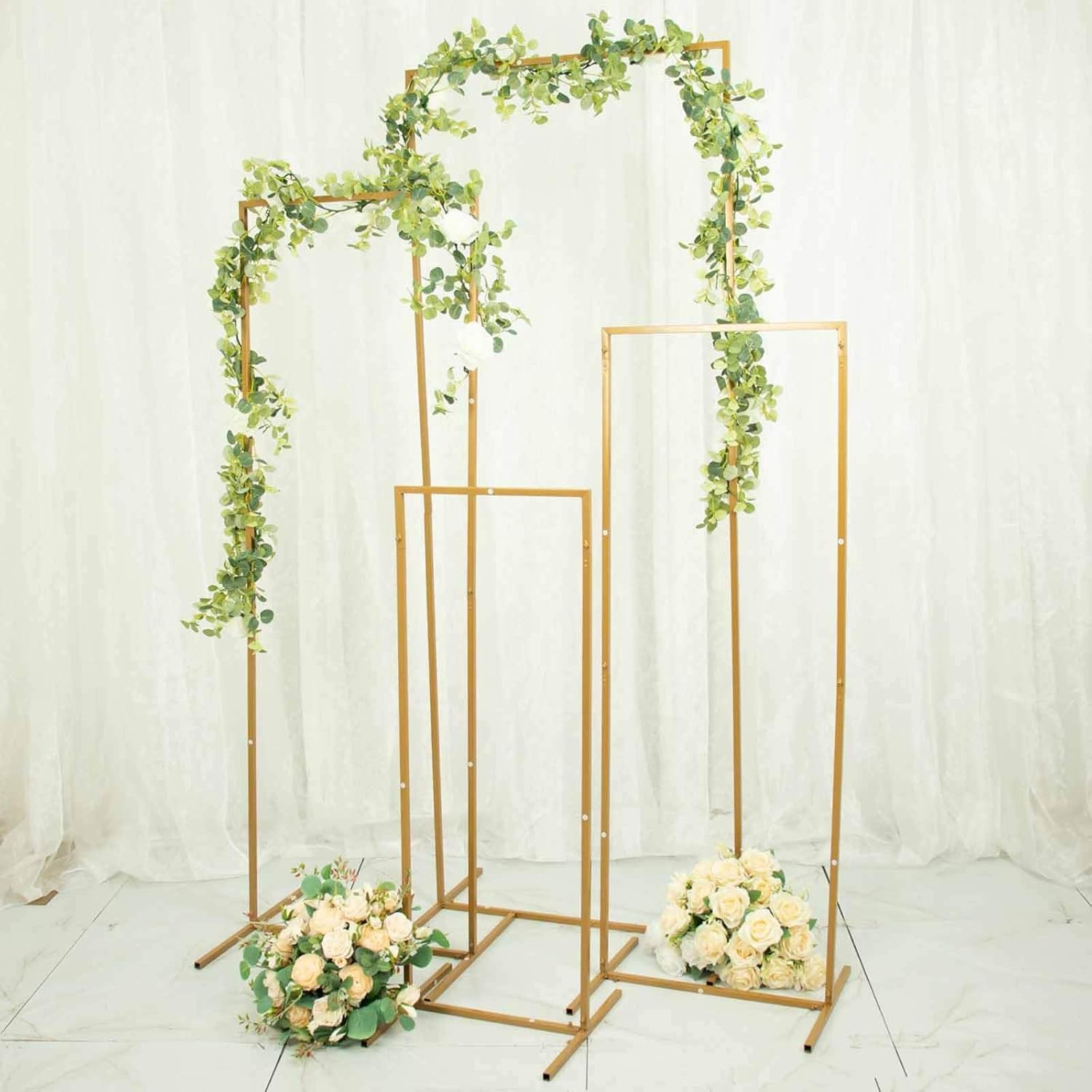 Efavormart Set of 4 Gold Metal Frame Wedding Arch Display Stand