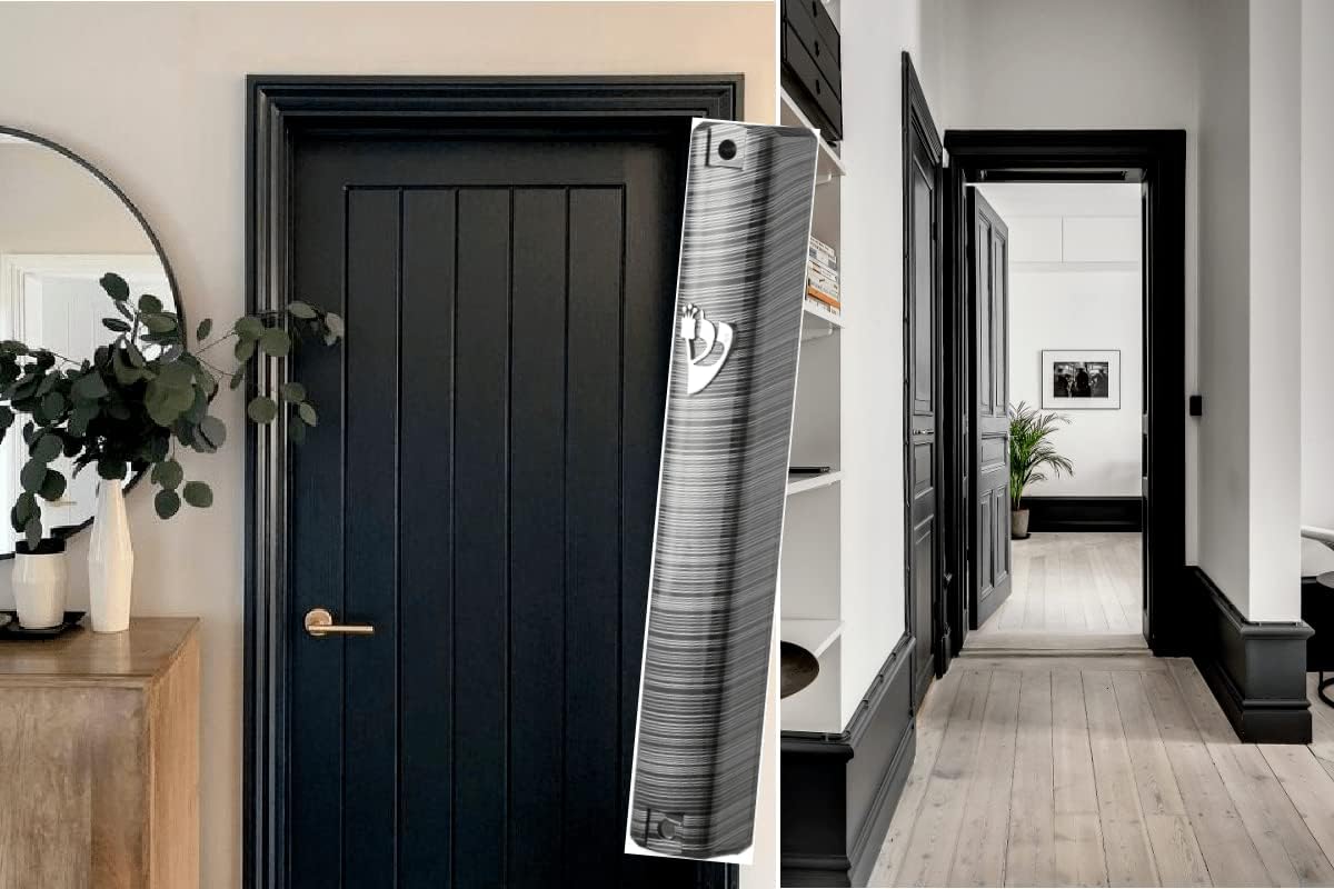 Mezuzah Case Holder Set of 5 Black and Silver Lines