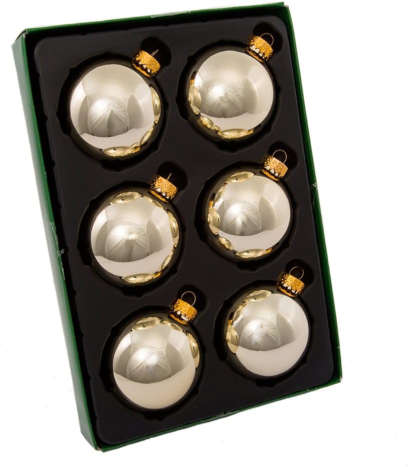 Kurt Adler 65mm Shiny Gold Glass Ball Ornaments 6-Pack