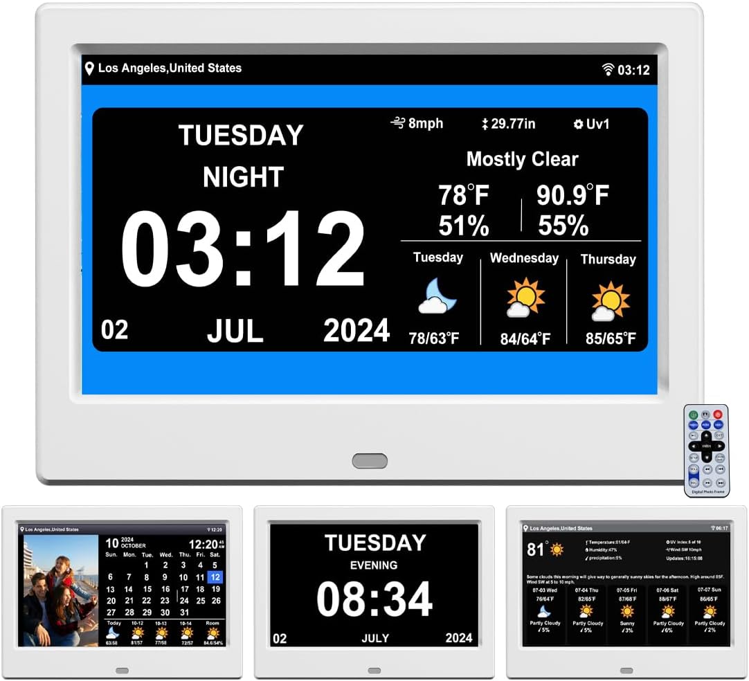 WiFi Digital Calendar Clock with Weather and 8 Alarm Options