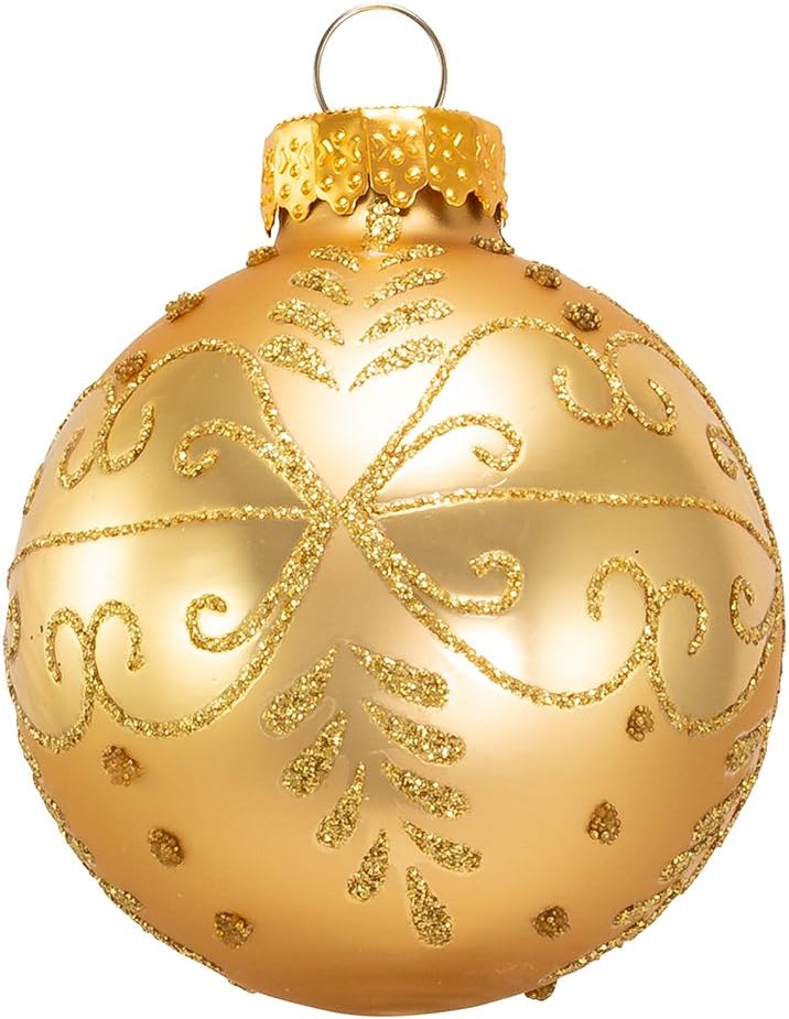 Kurt S Adler 60mm Gold Glass Ball Set of 12