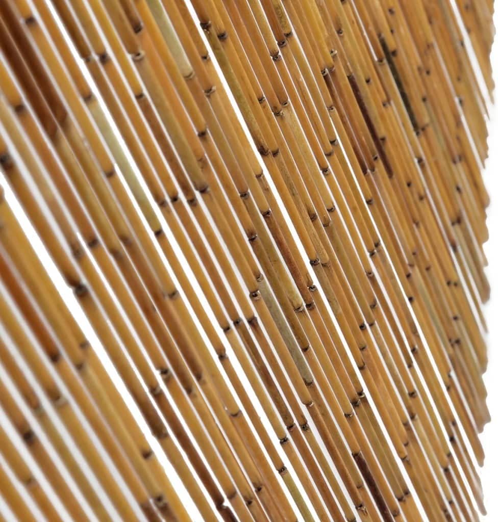 Functional Door Curtain with Wooden Bar Brown