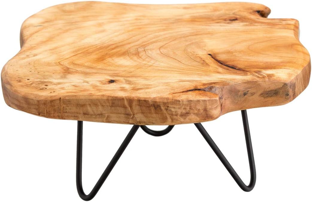 TJ Global Natural Edge Wooden Stand with Hairpin Legs