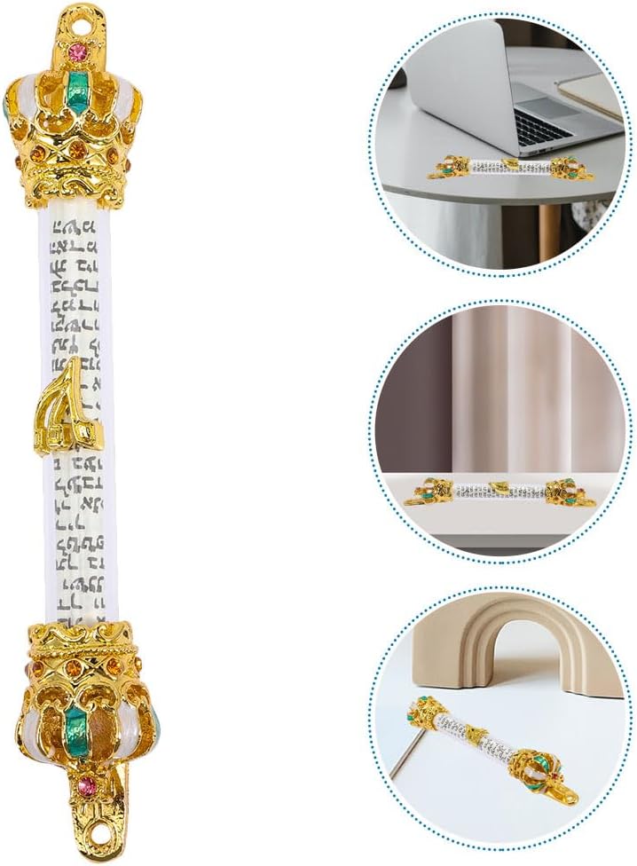 LUOZZY 4pc Bible Crown Scroll Religious Metal Door Decor