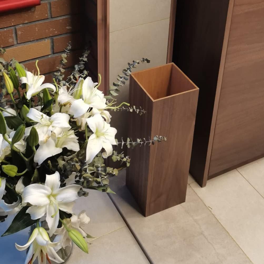HOMSFOU Square Wooden Umbrella Stand for Home Entryway