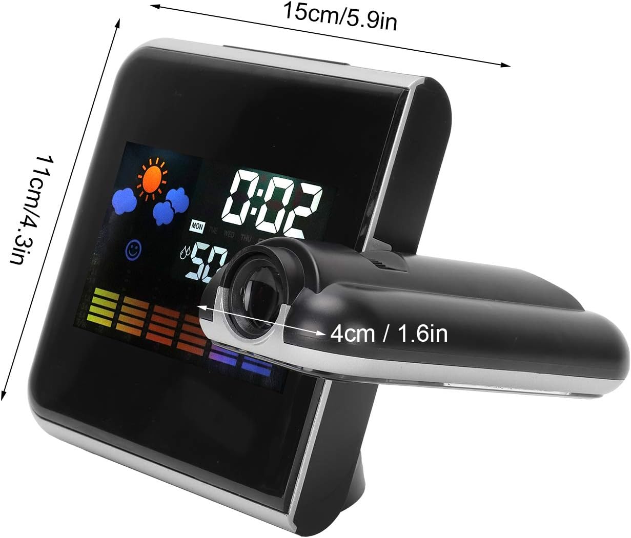 Projection LED Alarm Clock with Thermometer and Weather Forecast