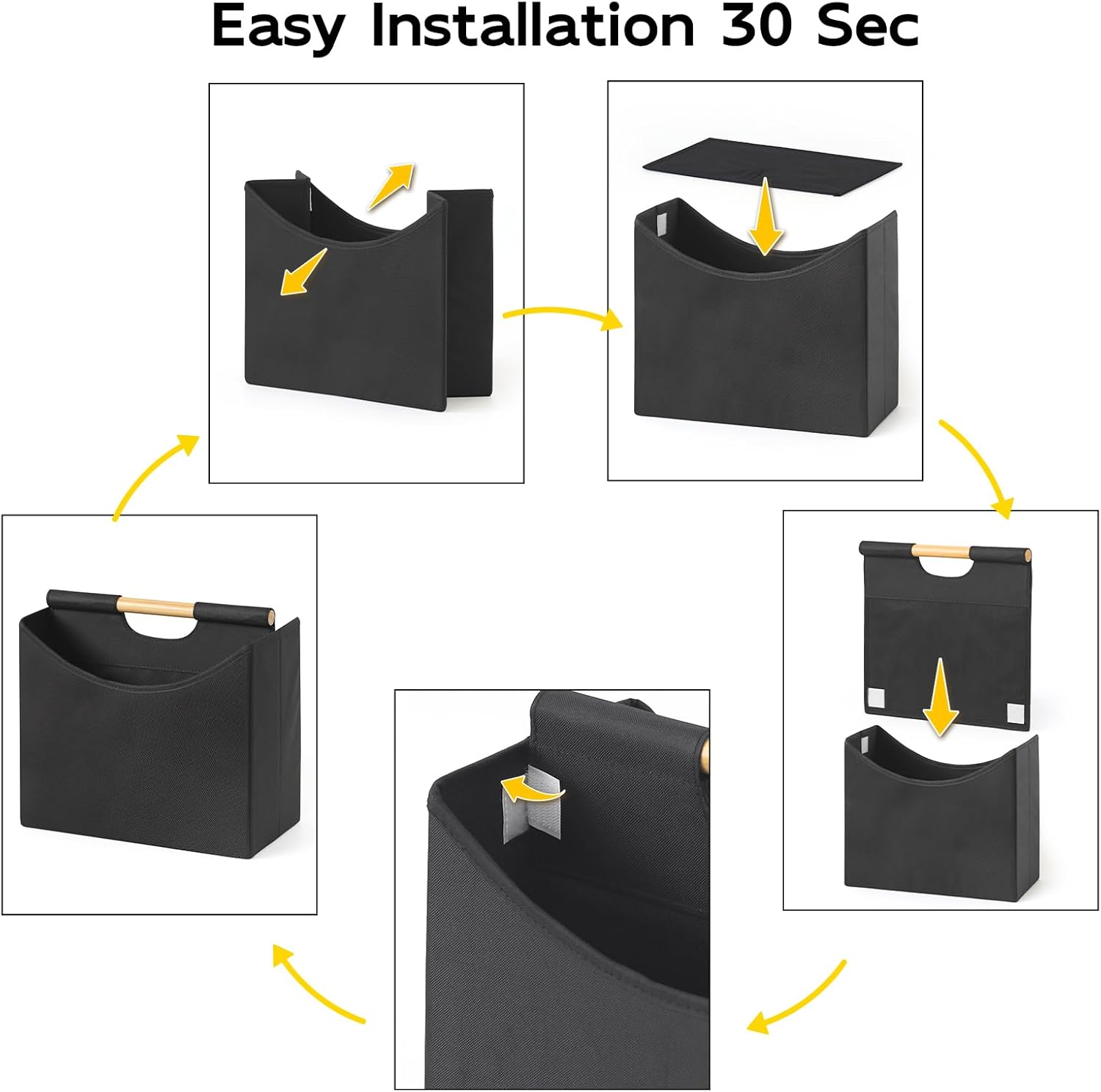 Neateam Foldable Magazine Holder with Handle Black