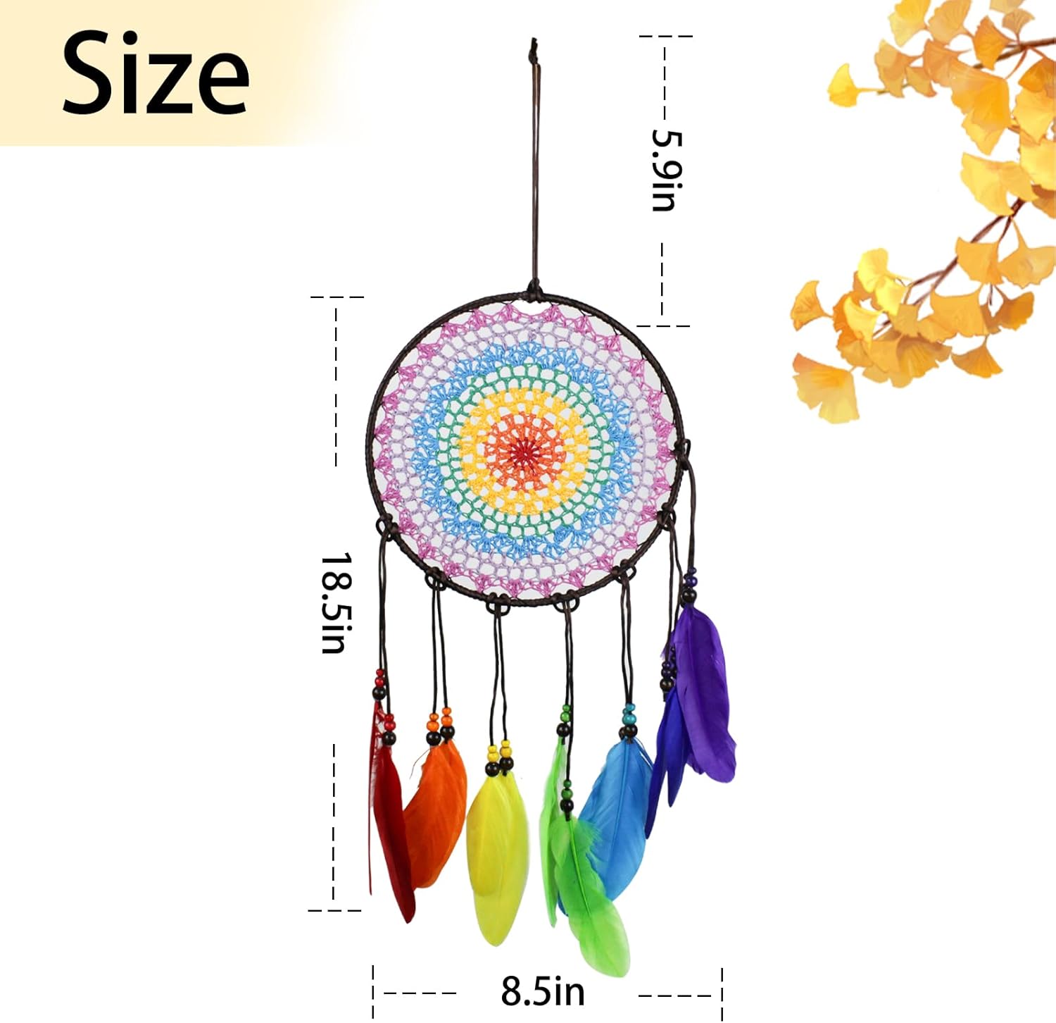 Rainbow Dream Catcher Wall Decor for Girls