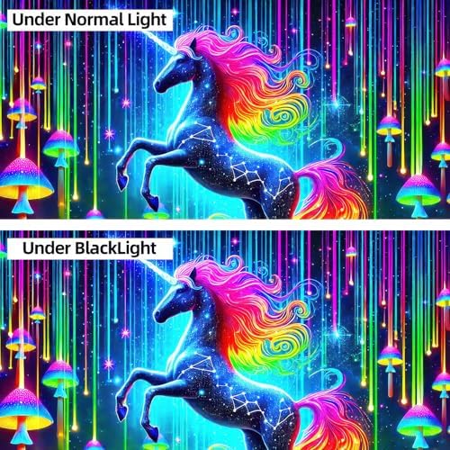 BlissYard UV Reactive Unicorn Wall Tapestry