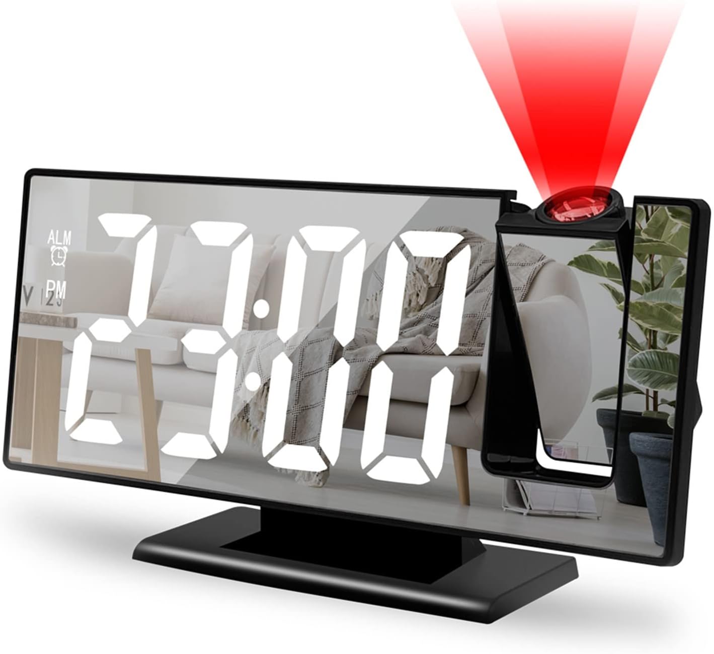 Digital Alarm Clocks for Bedrooms with LED Projection and Mirror Display