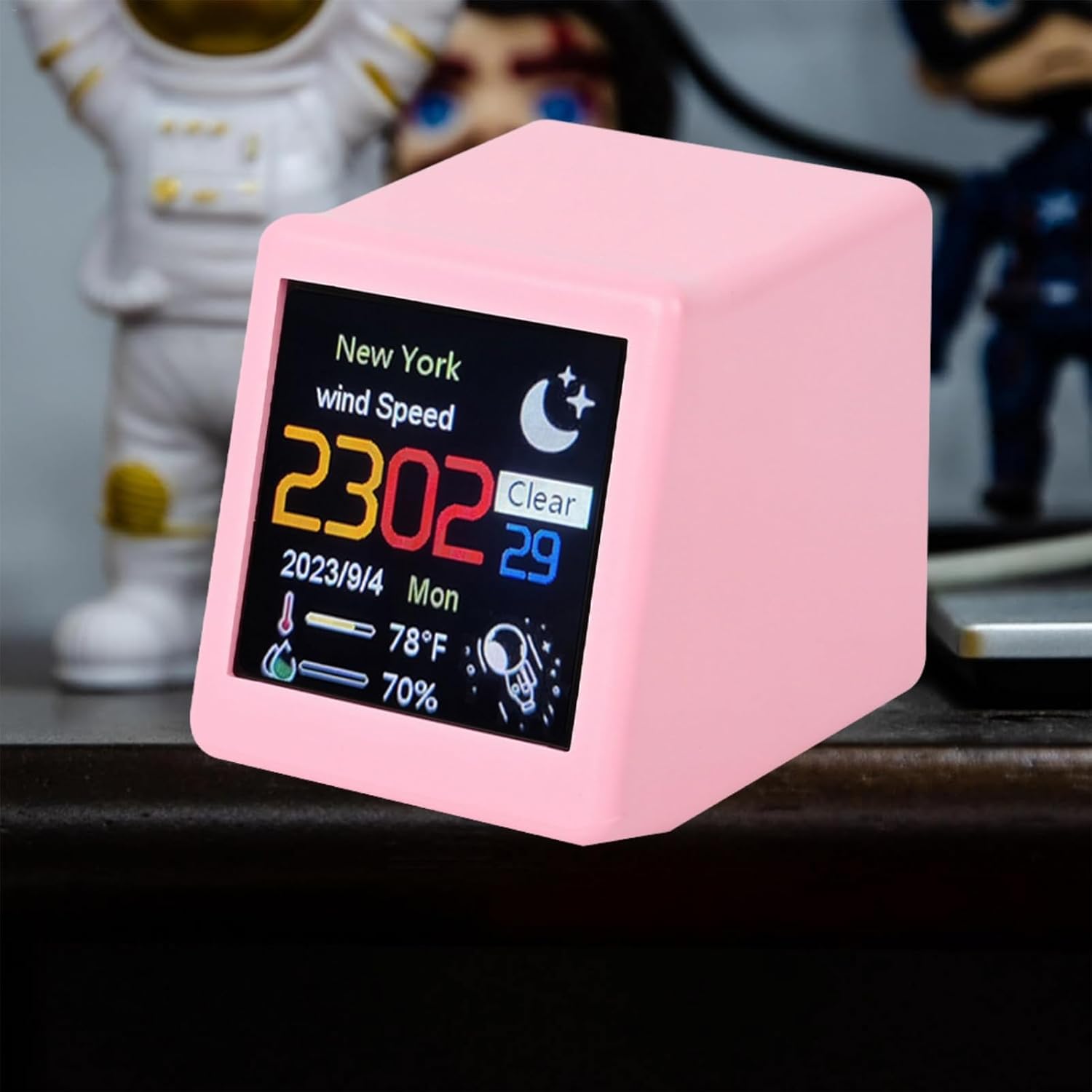 Cute LED Alarm Clock with Smart Weather and WiFi