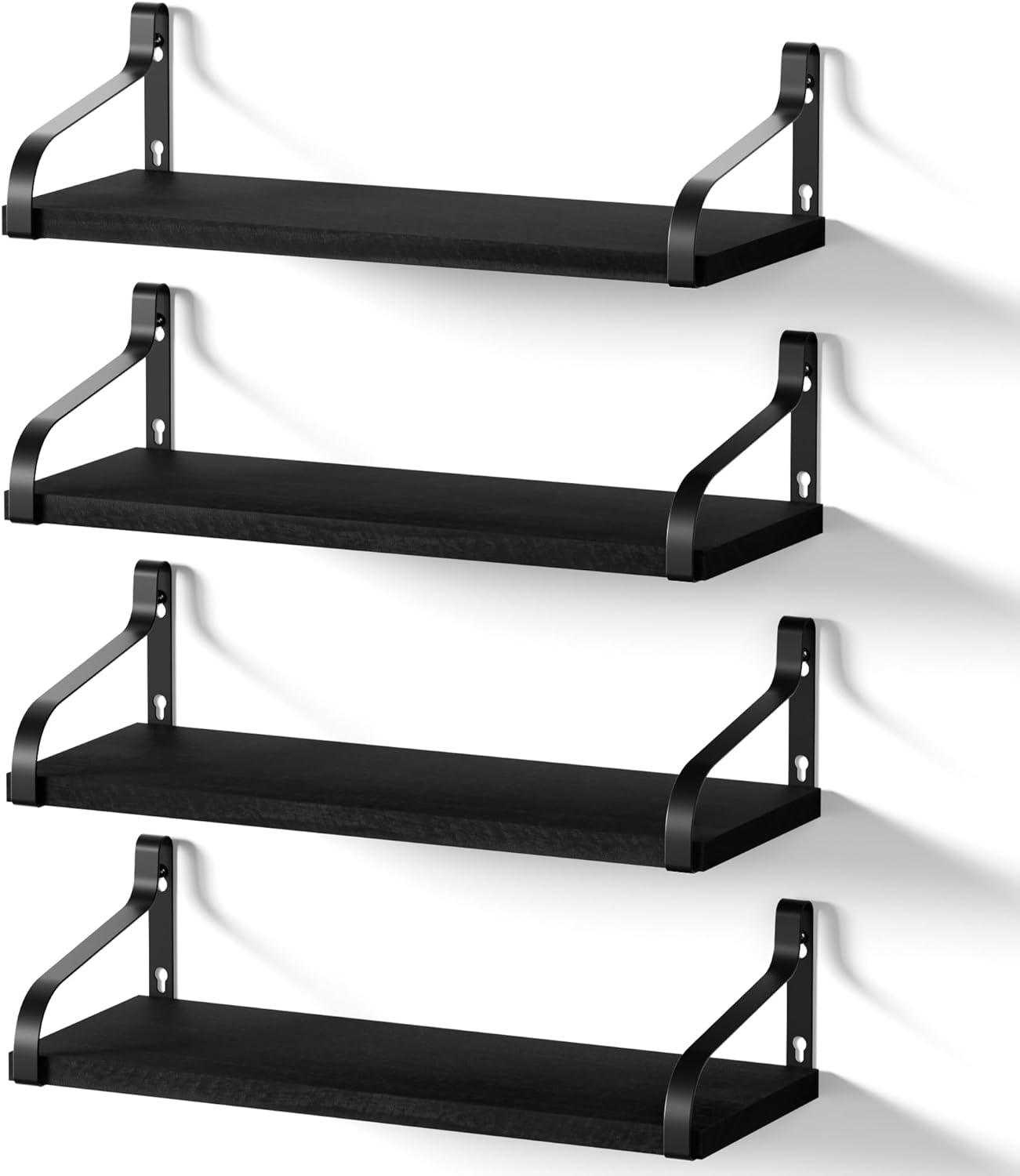 Love-KANKEI Black Floating Shelves Set of 4 for Wall