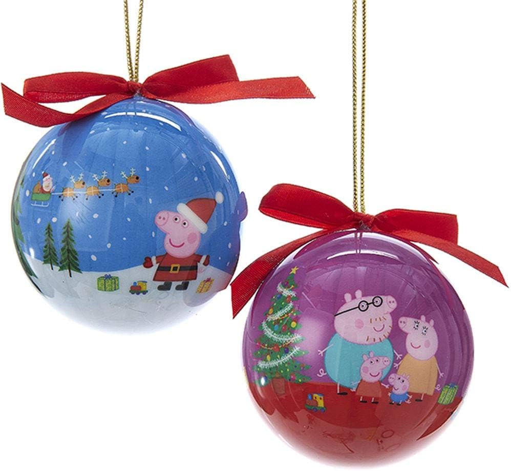 Kurt Adler 80 MM Peppa Pig Daddy And George Decoupage Ornament Set