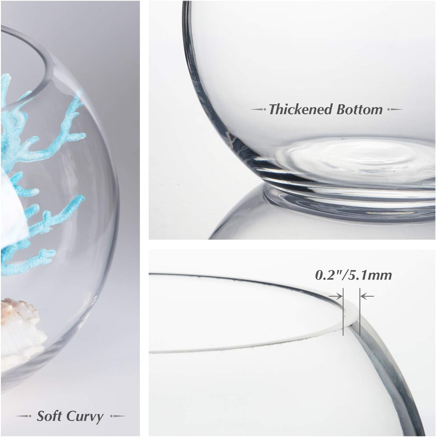 WGVI Clear Glass Vase with Bubbles 6 Diameter