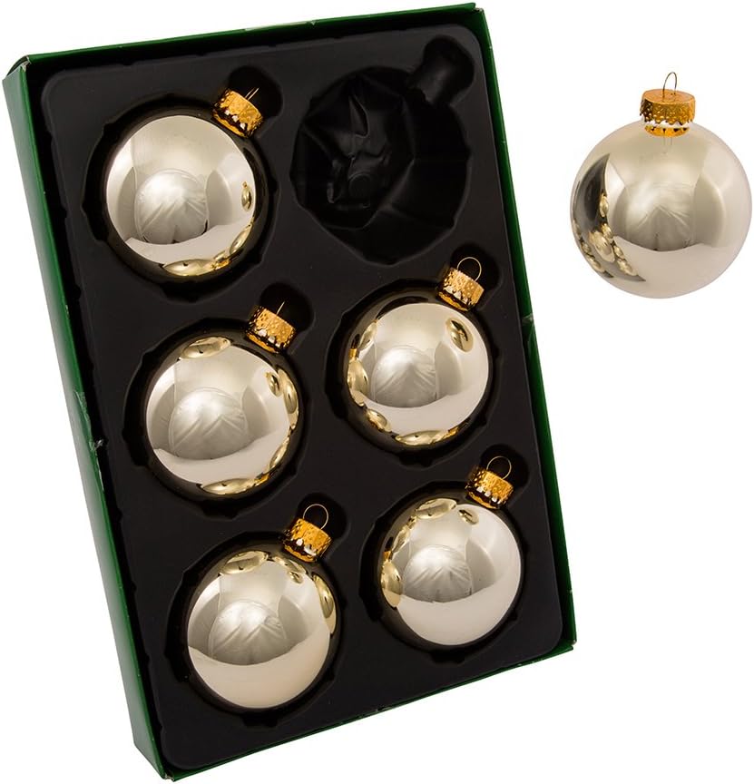 Kurt Adler 65mm Shiny Gold Glass Ball Ornaments 6-Pack