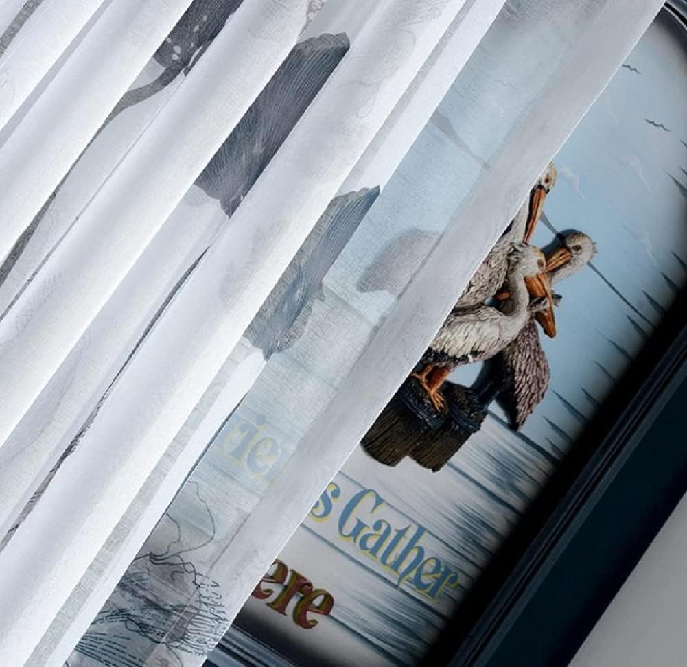 Lotus Print Sheer Curtains Rod Pocket 2 Panels