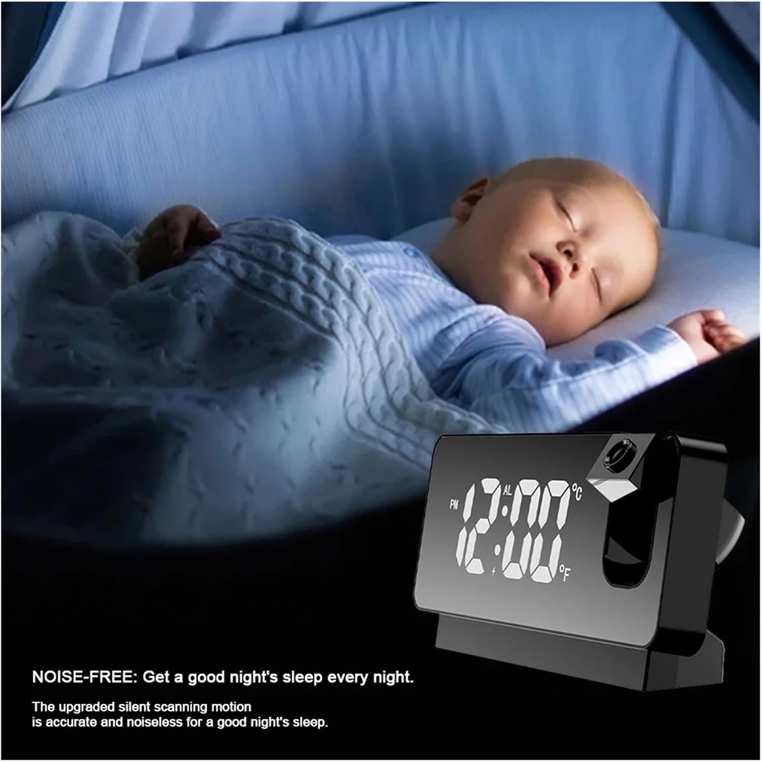 Digital Ceiling Projector Alarm Clock with Temperature Display