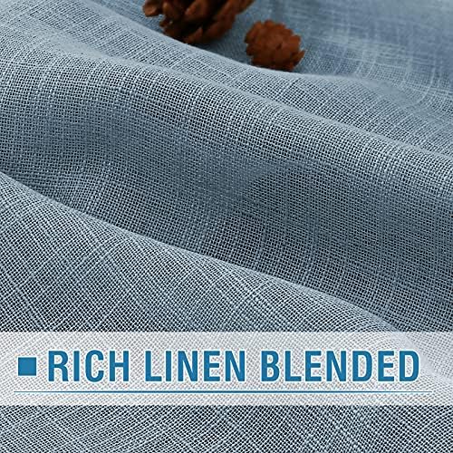 HVERSAILTEX Linen Curtains 52x63in Stone Blue
