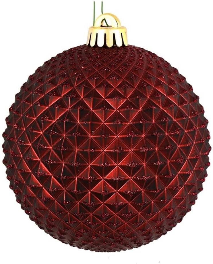 Vickerman 4 Inch Plastic Durian Glitter Ball Ornaments Set of 6