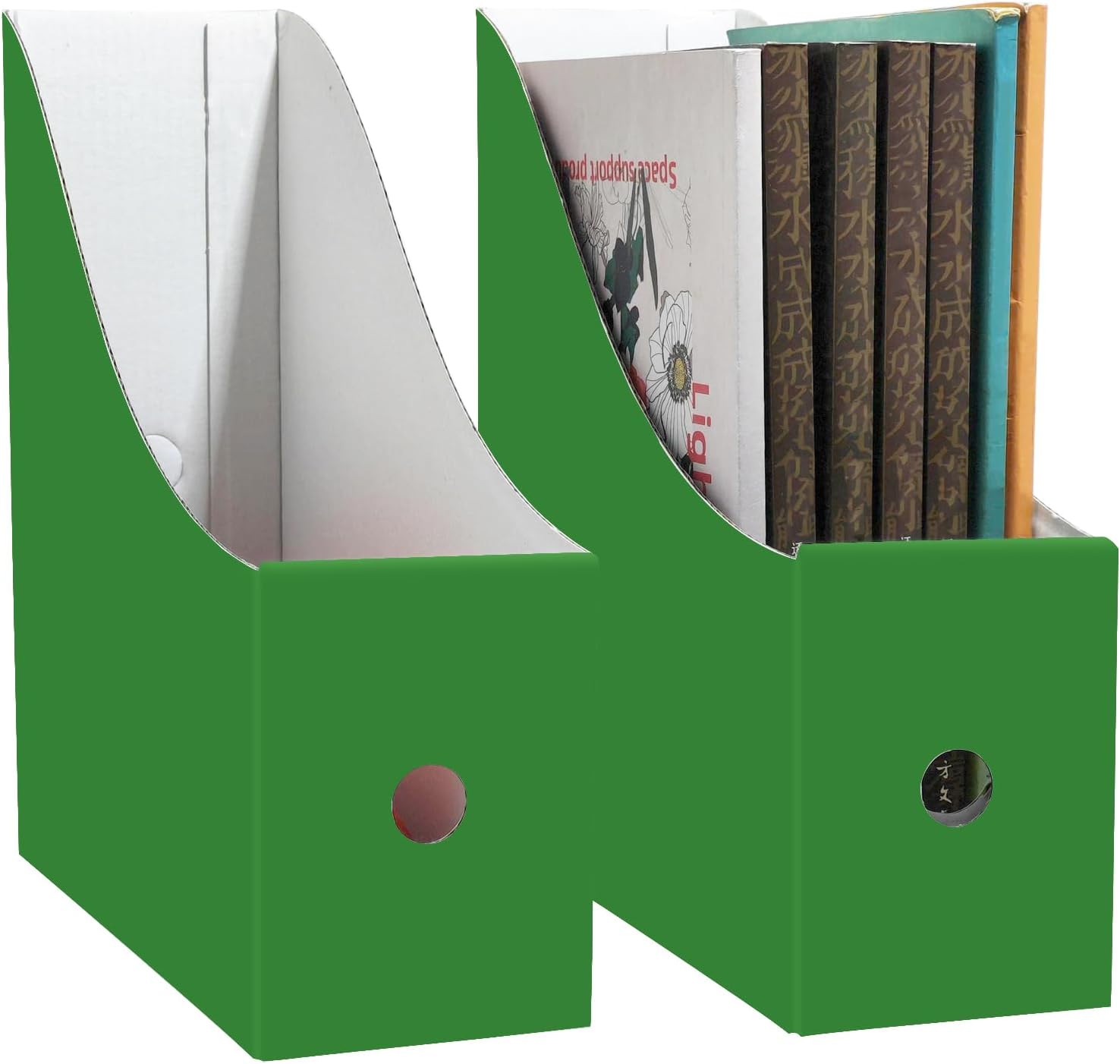 2 Pack Grass Green Cardboard File Storage Box with Labels