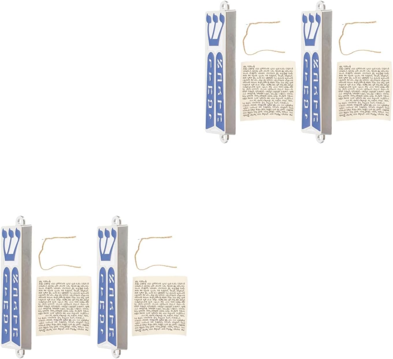 LOGOFUN 4PCS Metal Mezuzah Scroll Set for Home Door