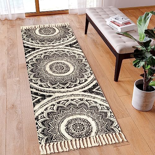 Seavish Boho Runner Rug 2x6 Mandala Pattern Tassels