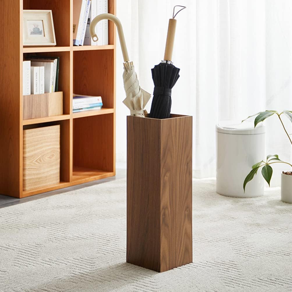 HOMSFOU Square Wooden Umbrella Stand for Home Entryway