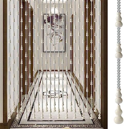 Wood Beaded Curtain with Gourd Shape Beads 32 Strands 105x205cm