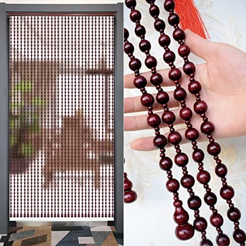 KDDEON Retro Style Wood Bead Curtain 25 Strands