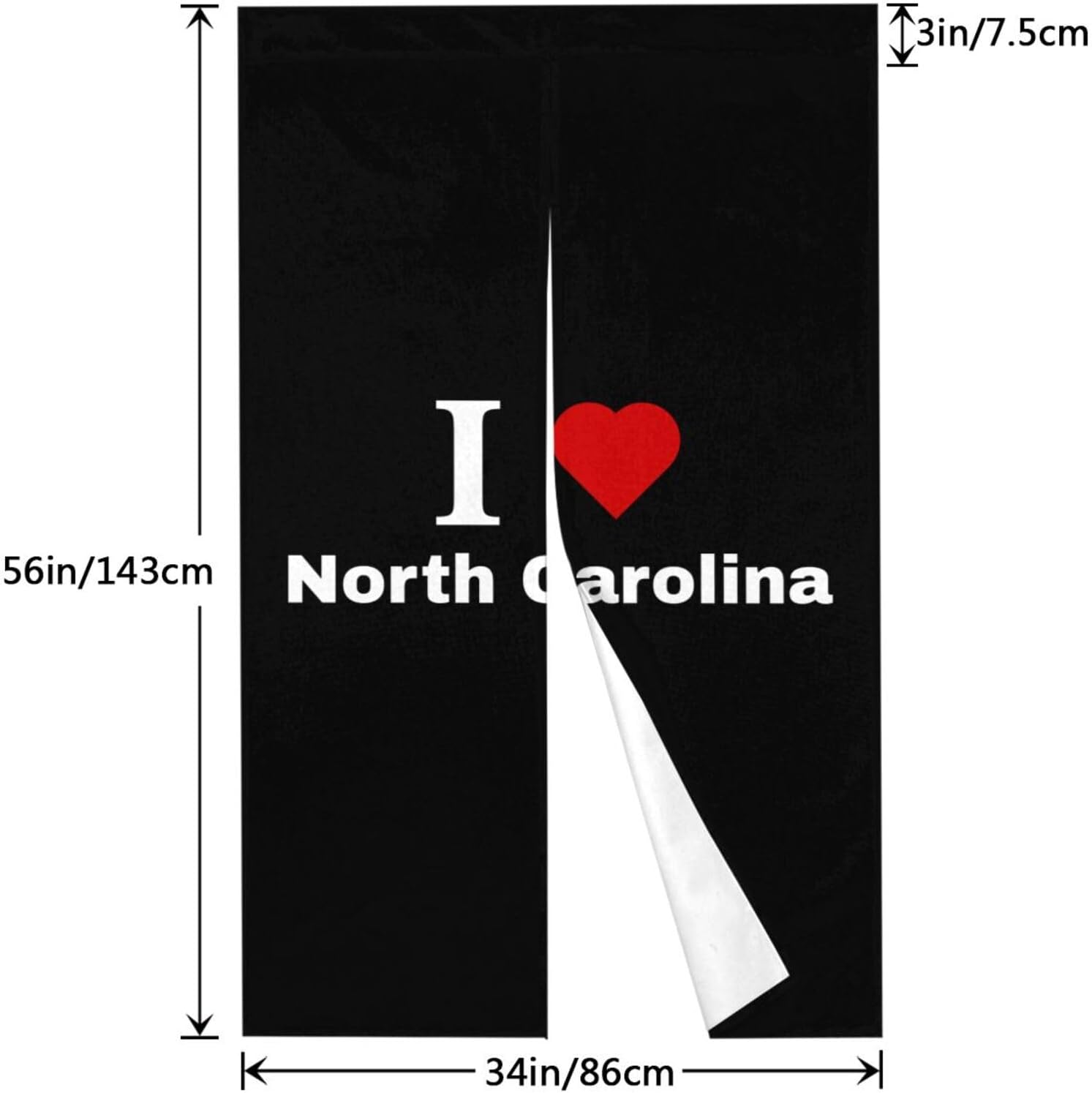 I Love North Carolina Blackout Curtains 34x56in Door Panel