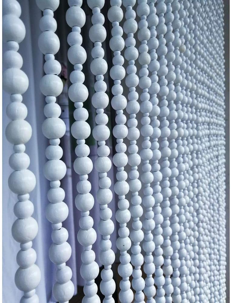 OKUOKA White Beaded Door Curtains 23 Strands