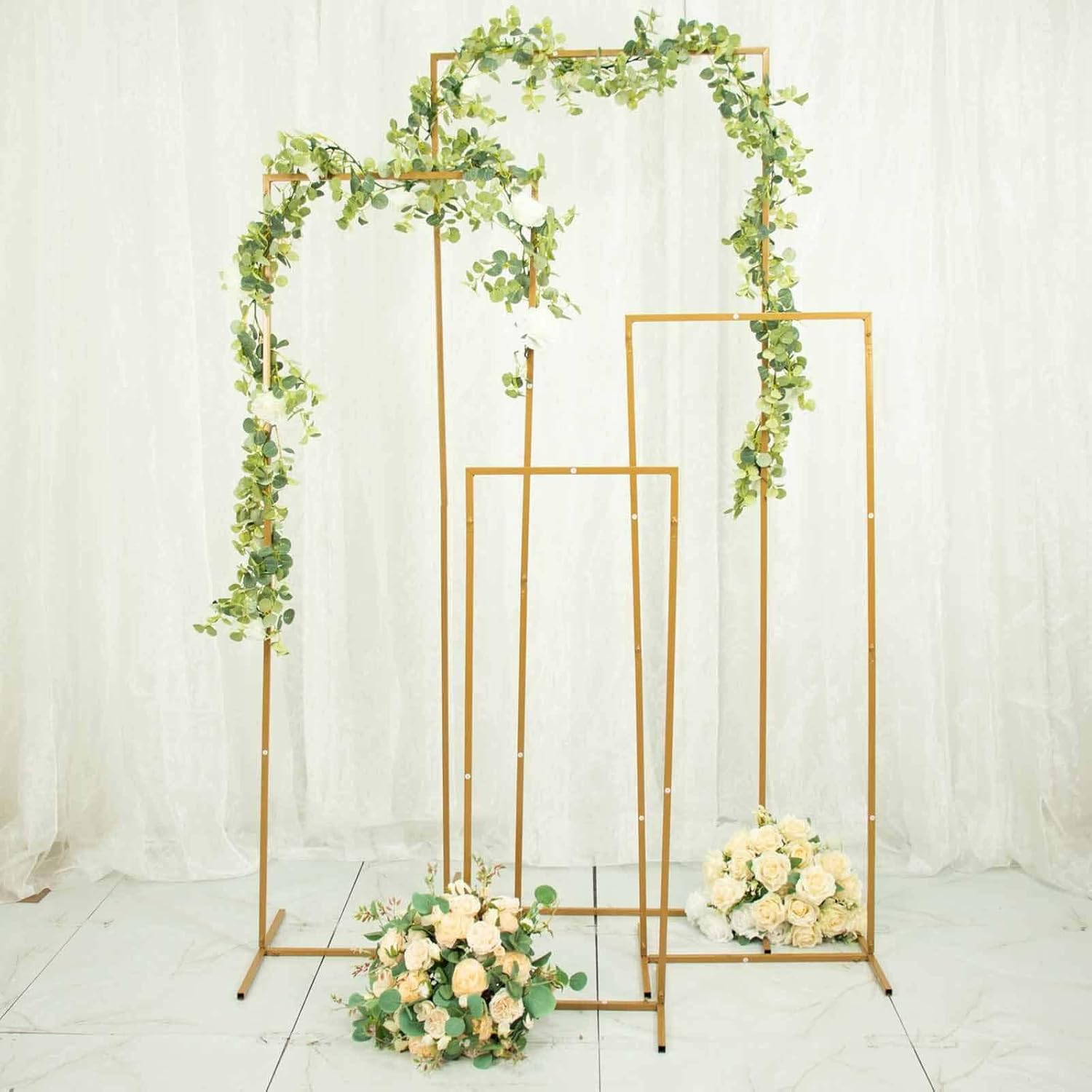 Efavormart Set of 4 Gold Metal Frame Wedding Arch Display Stand