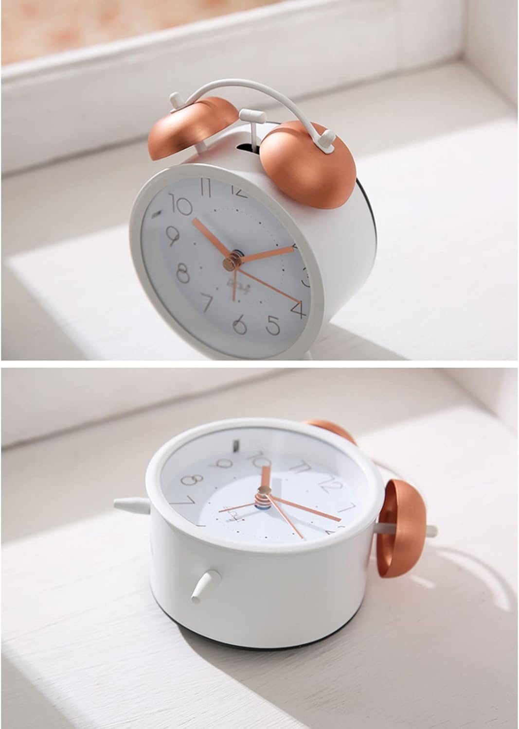 HEXEH 4 Inch Silent Non-Ticking Alarm Clock with Backlight