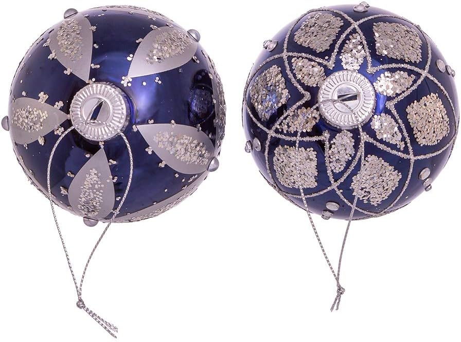Kurt S Adler 80MM Navy Blue Glass Ball Ornaments 6-Pack
