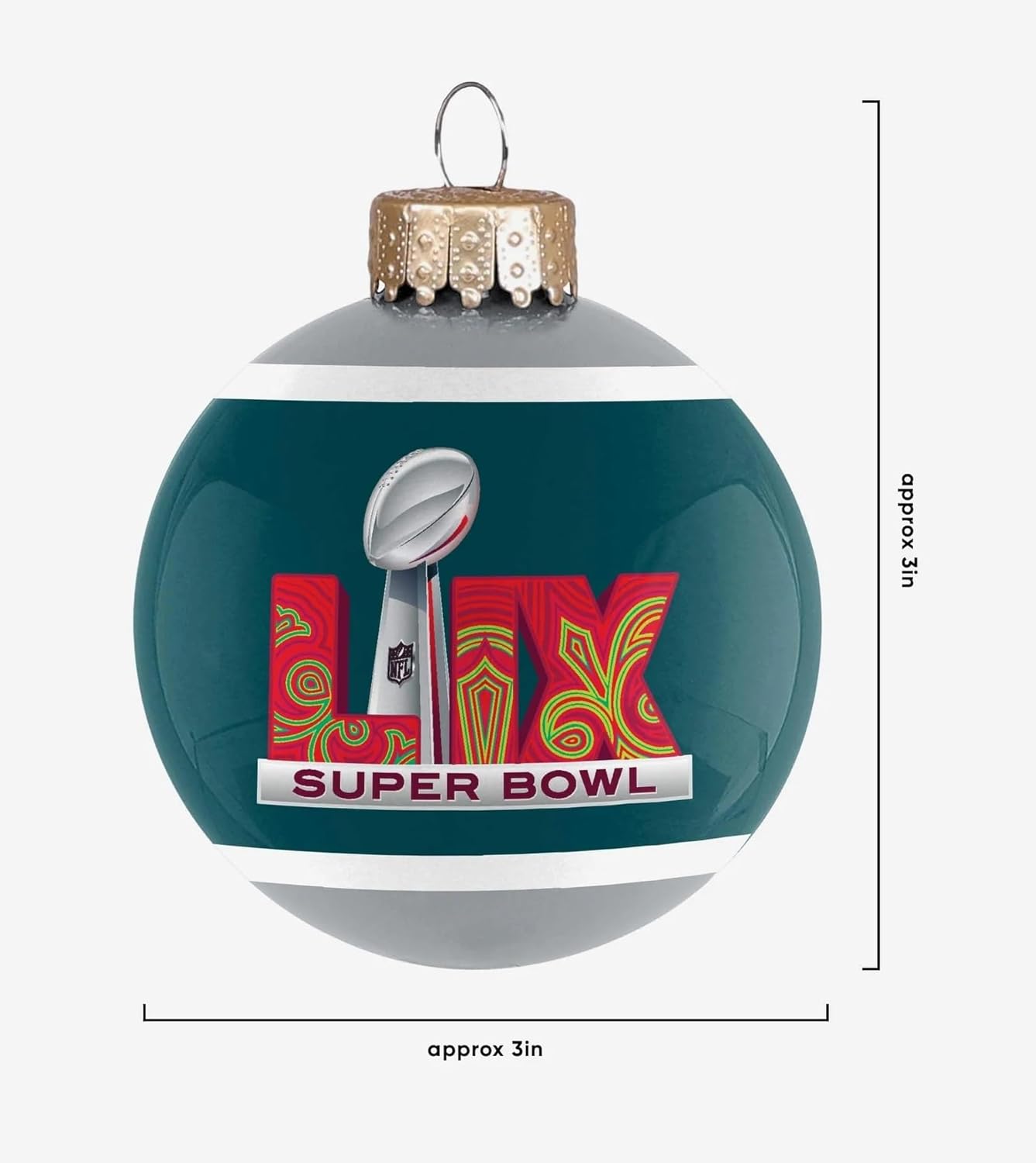Philadelphia Eagles Super Bowl LIX Glass Ball Ornament