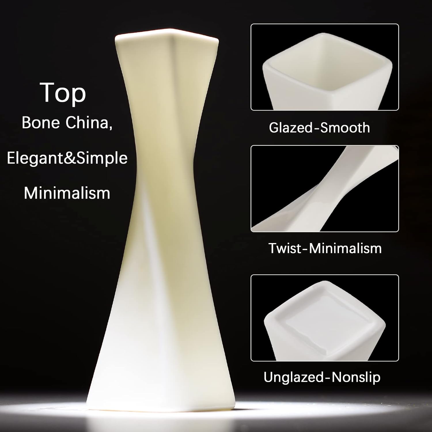 SAIURE White Small Ceramic Bud Vase for Modern Decor
