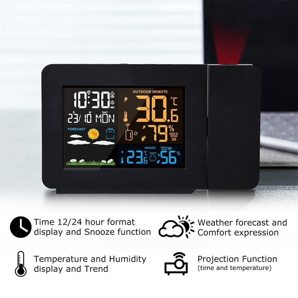 Weather Station Alarm Clock with Time Projection and Dual Alarm