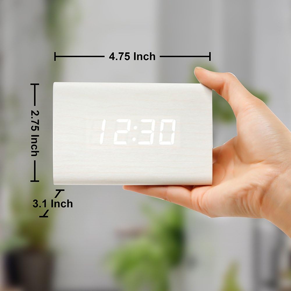 OCT17 Wooden LED Alarm Digital Desk Clock with Brightness Control