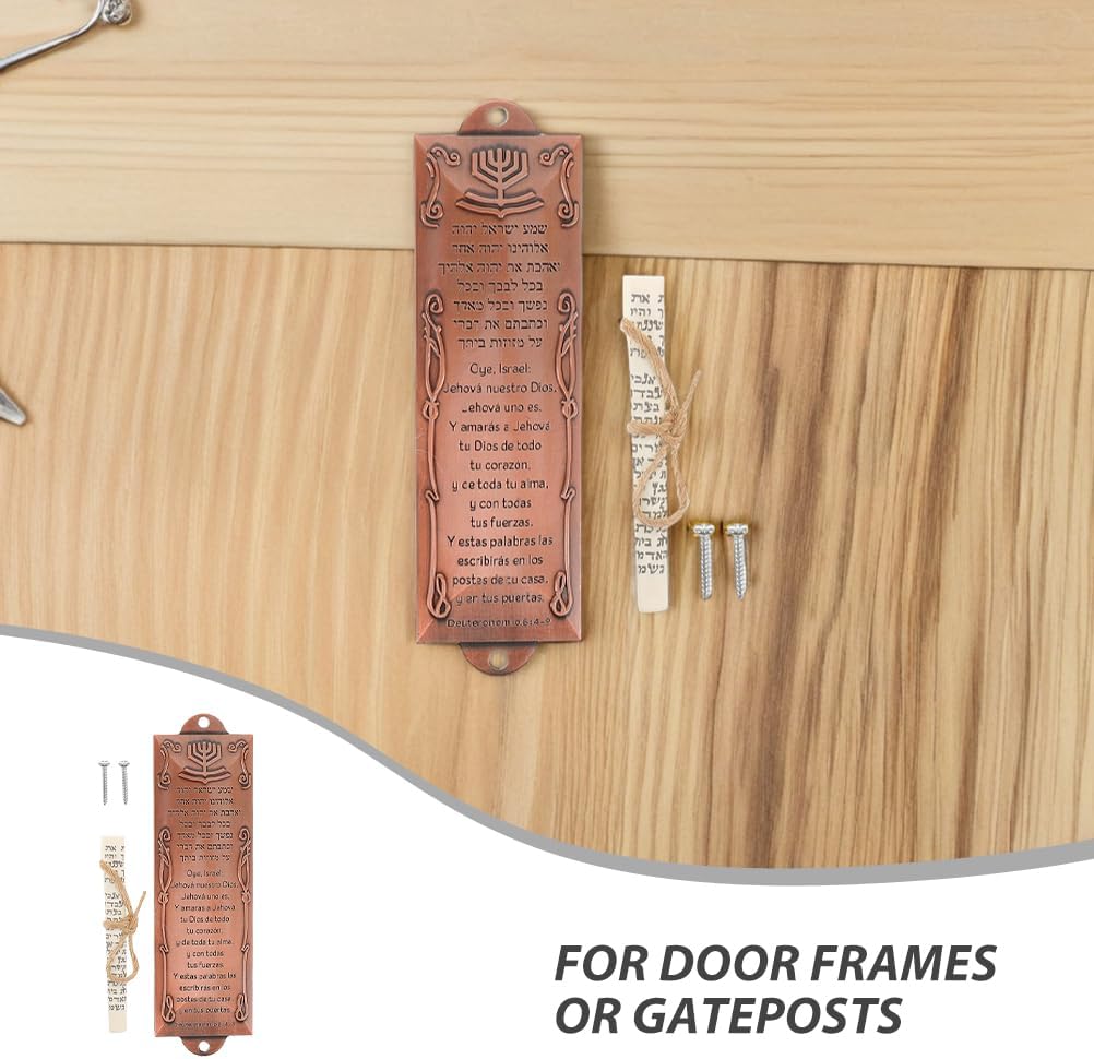 LOGOFUN 2PCS Red Bronze Mezuzah Scroll Door Decor