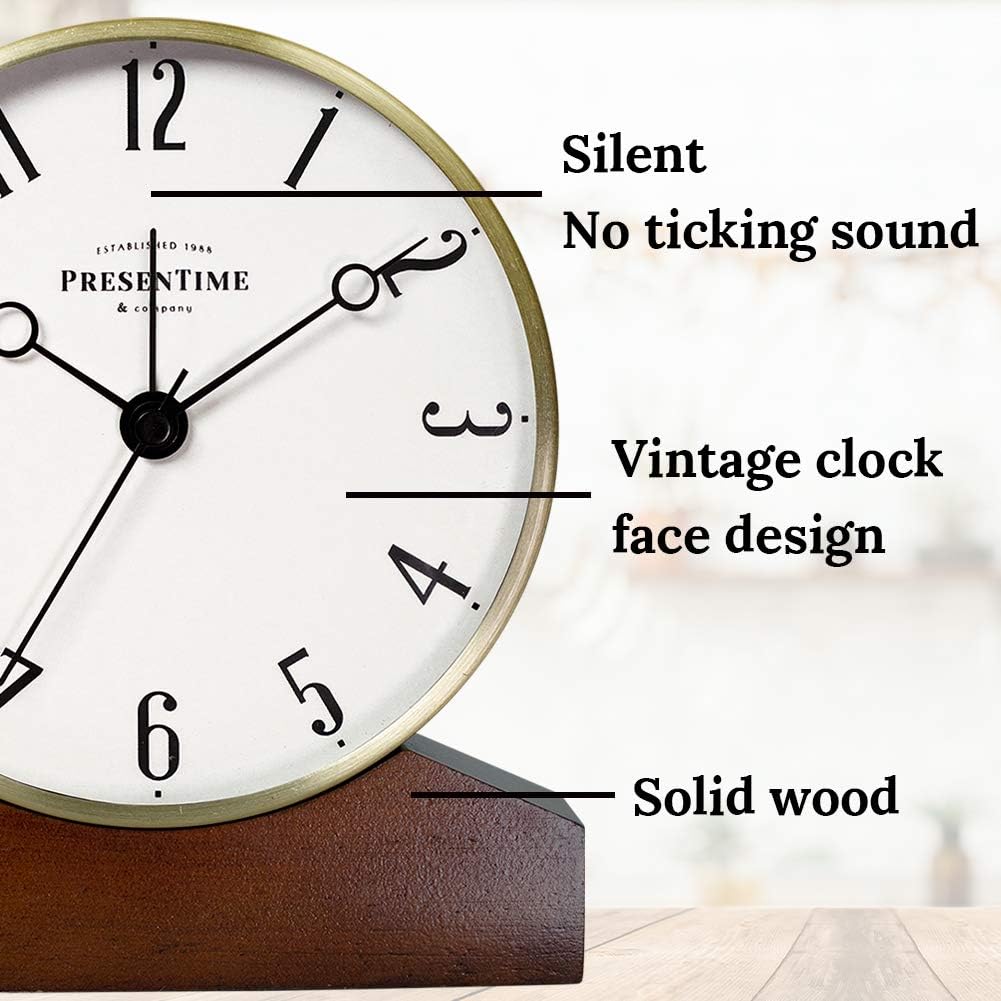 Presentime Co Mozart Alarm Clock with Walnut Base