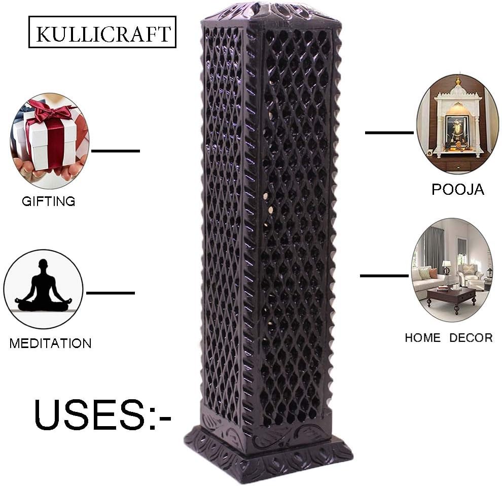 KC KULLICRAFT Handmade Black Soapstone Incense Stick Burner