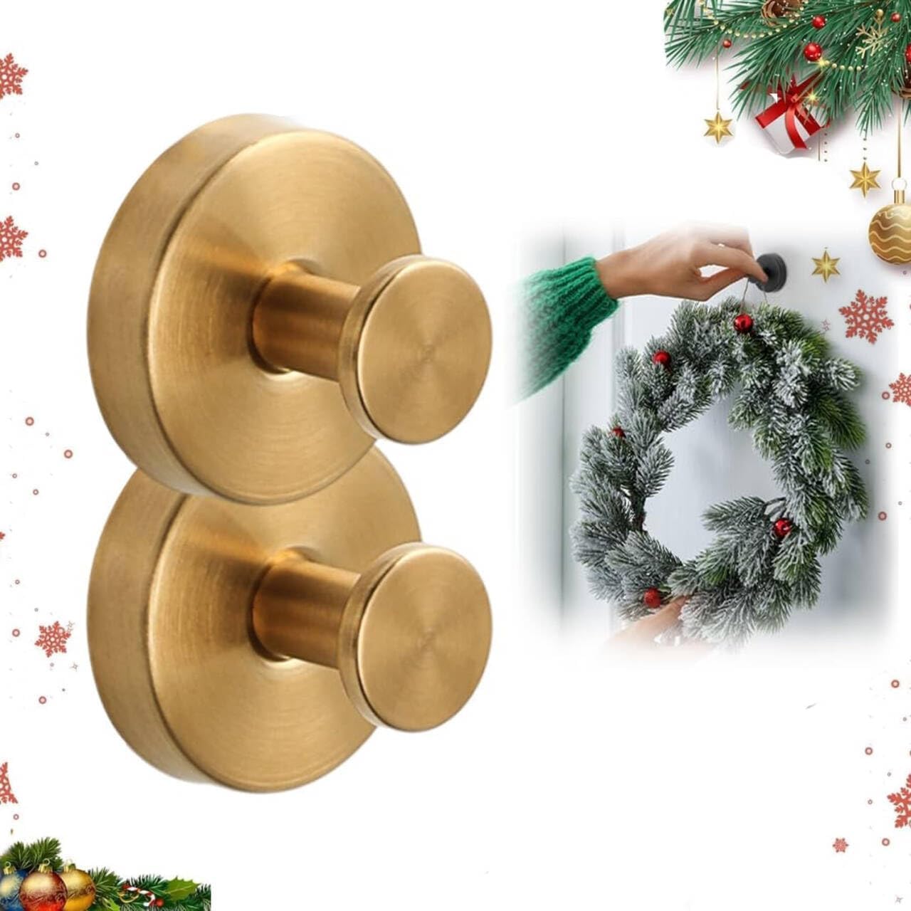 Suction Cup Wreath Hanger 15 Lbs Gold 2 Pack