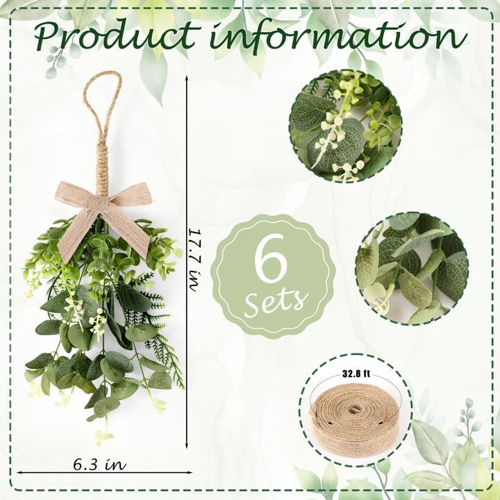 17 Inch Eucalyptus Wreaths 2 PCS Farmhouse Door Decor