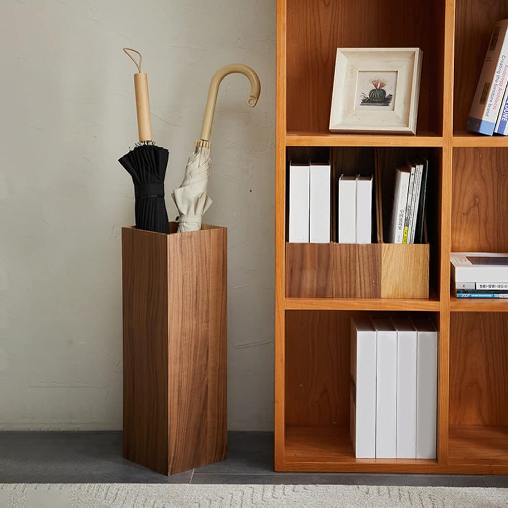 HOMSFOU Square Wooden Umbrella Stand for Home Entryway