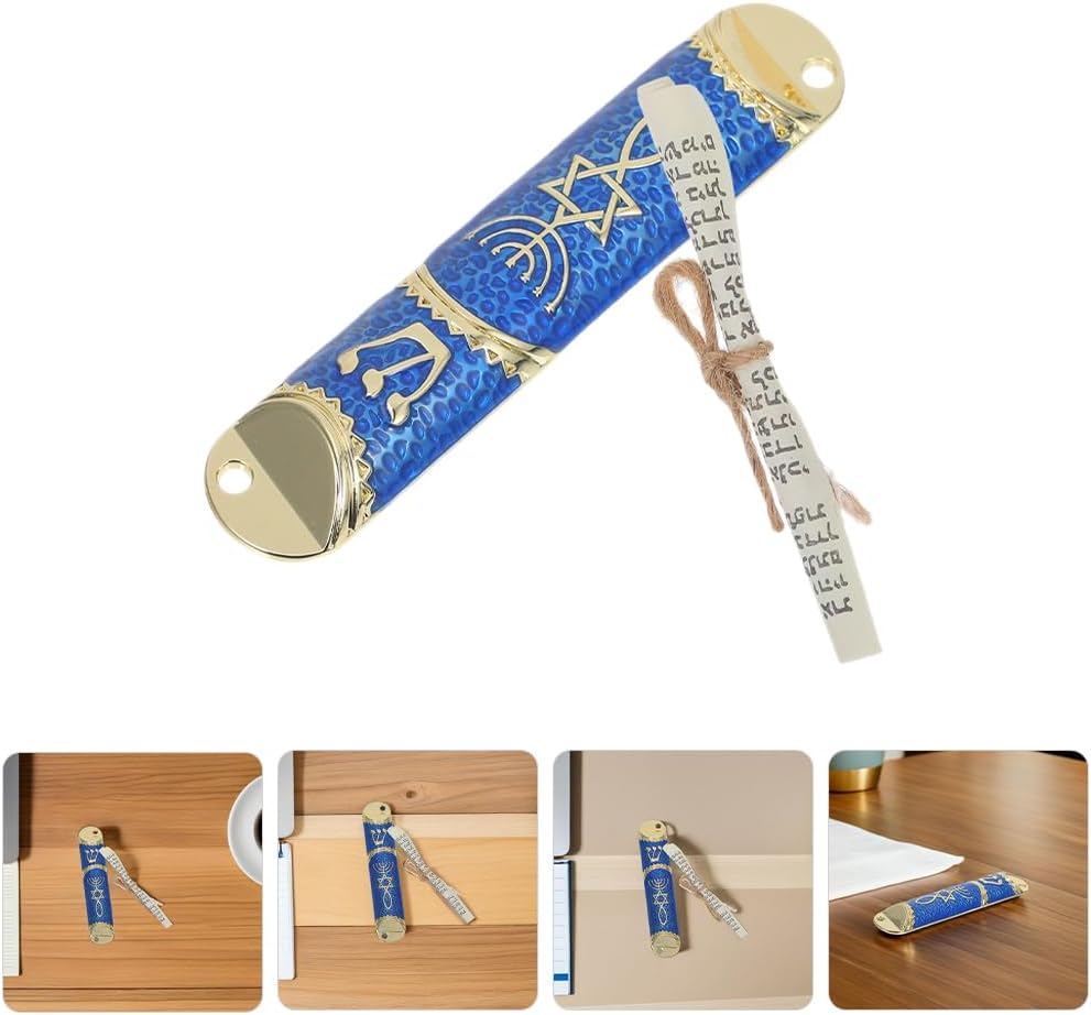 LOGOFUN 2Sets Antique Metal Jewish Mezuzah Case with Scroll