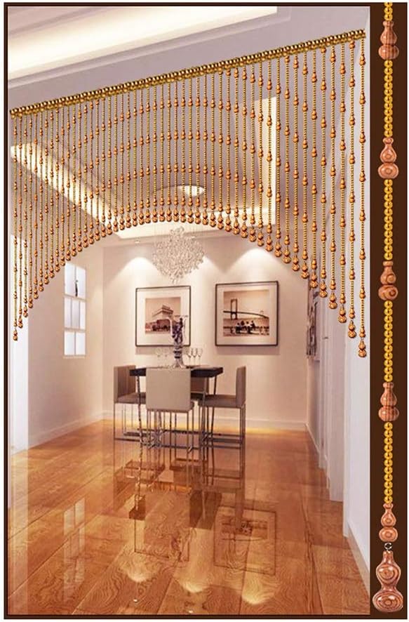 PENGFEI Natural Wood Beaded Curtain Panel
