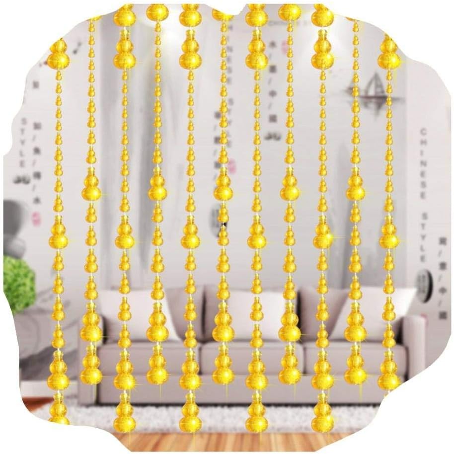 Gold Beaded Curtain Acrylic Door Drapes Panel 80x210cm