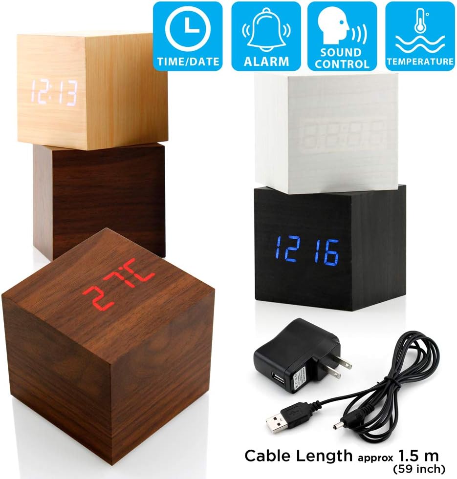 Digital Alarm Clock with USB Charging and Bright LED Display