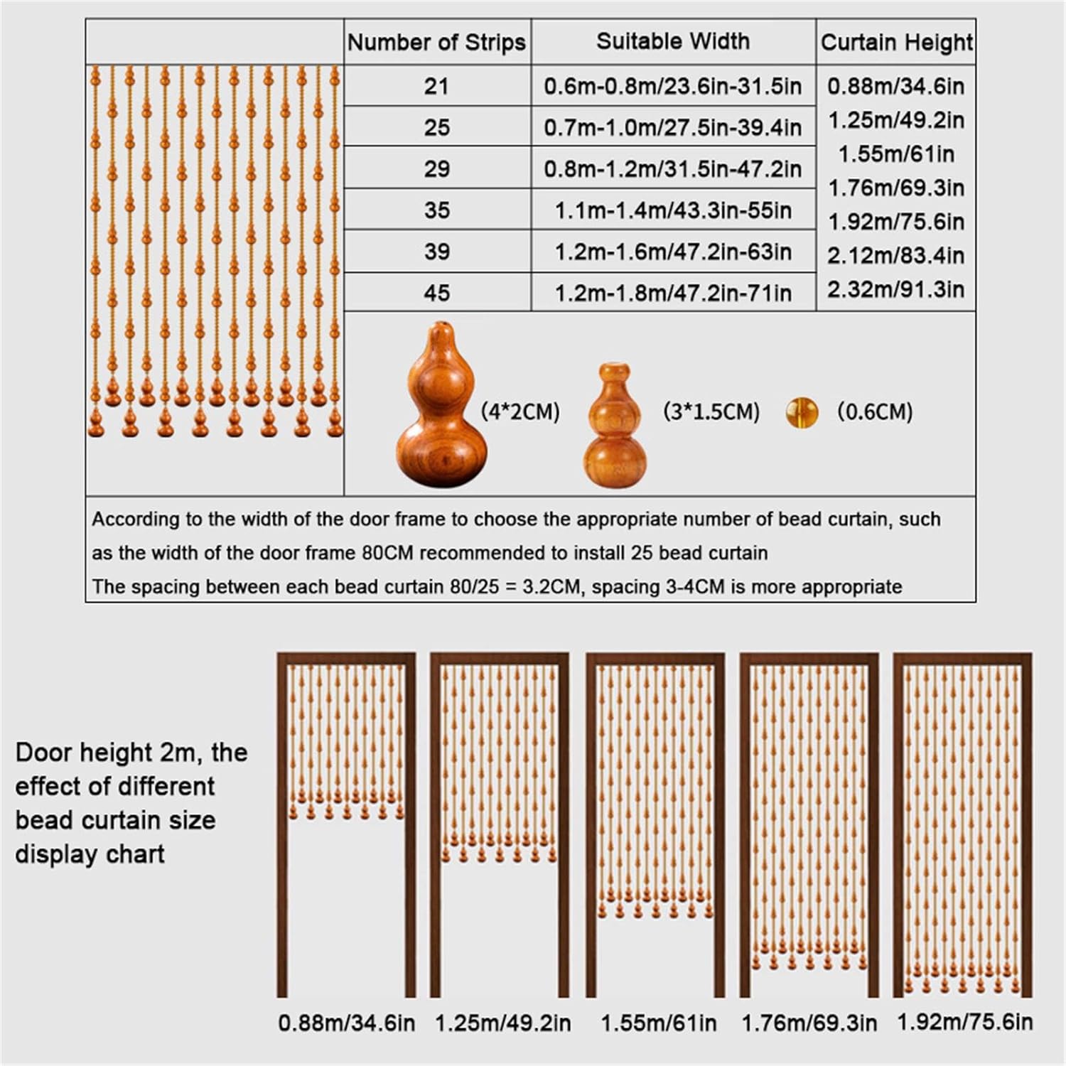 XOOFMASS Wood Beaded Curtain for Doorway Partition
